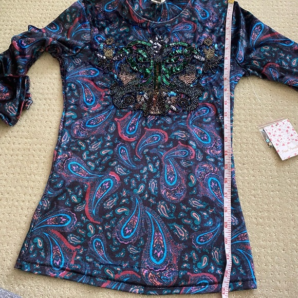 NWT WE THE FREE Black Multicolour Paisley L’amour Velour Top - Picture 8 of 15
